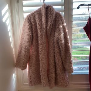 Wild Fable Pink Long Furry Coat